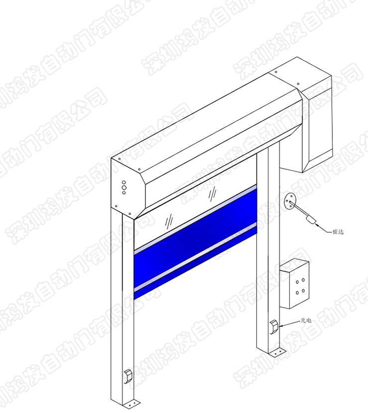 卷簾門感應(yīng)雷達(dá)和安全光電安裝圖